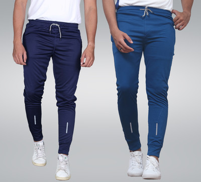 Cronix Solid Men Dark Blue, Light Blue Track Pants