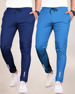 Septem Solid Men Light Blue, Dark Blue Track Pants