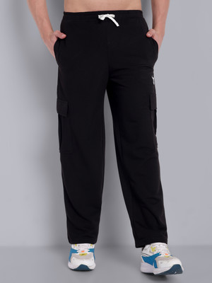 Go Devil Solid Men Black Track Pants