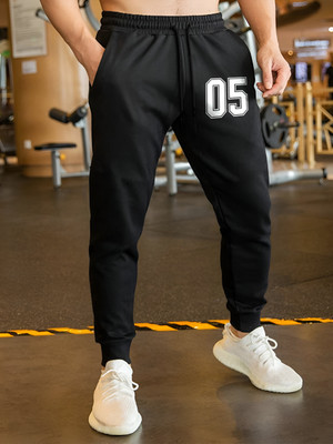 VCANEE Printed Men Black Track Pants
