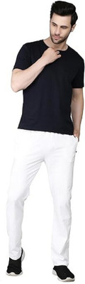 APKR Solid Men White Track Pants
