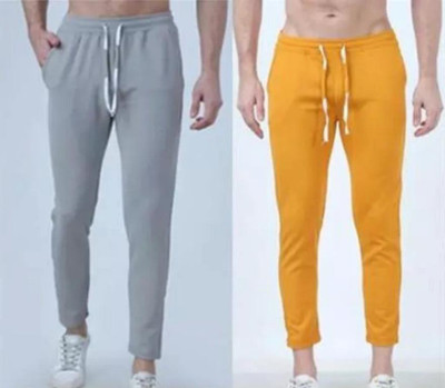 MODERNSSHOP Solid Men Grey, Yellow Track Pants