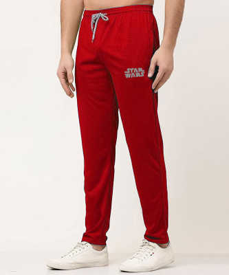 K M R Solid Men Red Track Pants