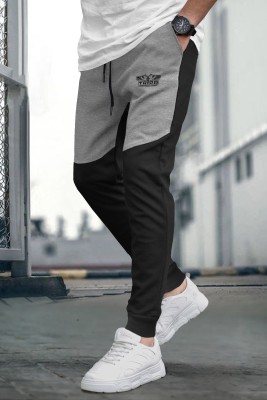 TRIPR Printed, Colorblock Men Black, Grey Track Pants