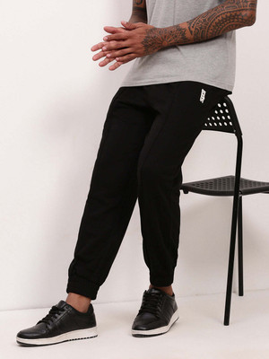 SHOWOFFFF Solid Men Black Track Pants