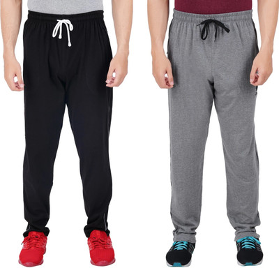 FEEL TRACK Solid Men Black, Grey Track Pants