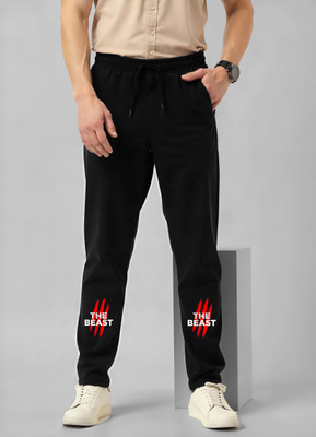 FEEL TRACK Solid Men Black Track Pants