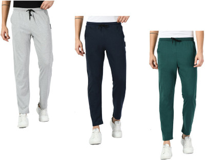 Indistar Colorblock Men Grey, Dark Blue, Green Track Pants
