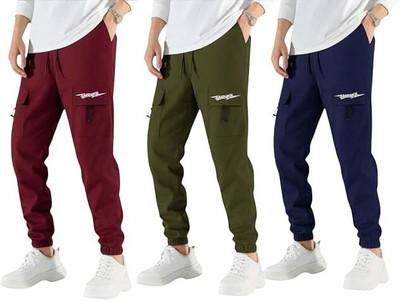 SHRIEZ Solid Men Maroon, Green, Blue Track Pants