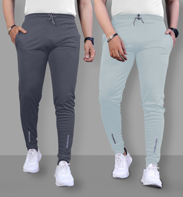 Z-DEVIL Self Design Men Grey, Grey Track Pants