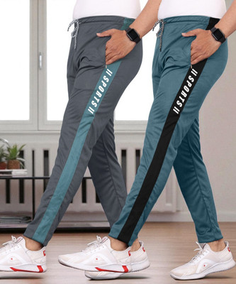 GAJVU Solid Men Grey, Blue Track Pants