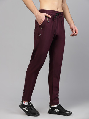 UZARUS Solid Men Maroon Track Pants