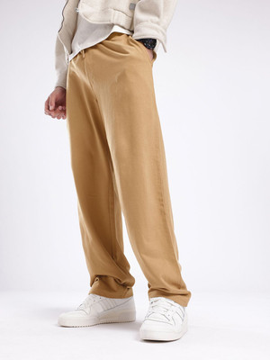 Glitchez Solid Men Brown Track Pants