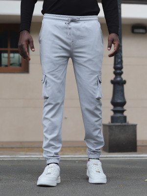 NUZOX Solid Men Silver Track Pants