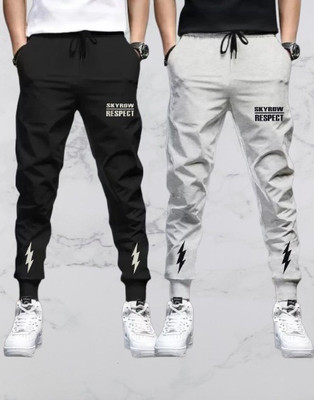 skyrow Solid Men Black, Grey Track Pants