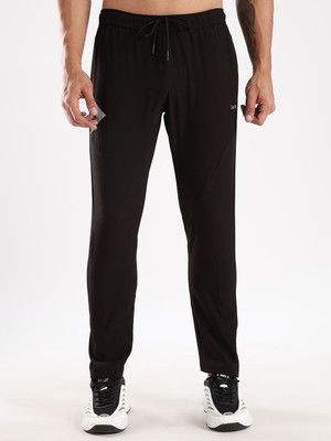 24 Street Solid Men Black Track Pants