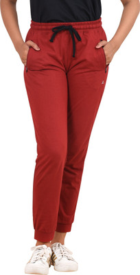 CARBON BASICS Solid Women Red Track Pants