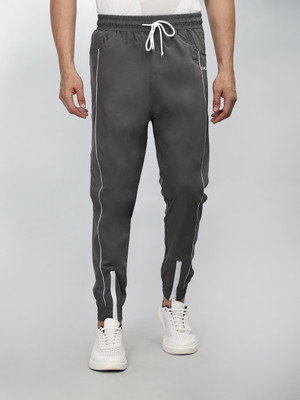 CHKOKKO Solid Men Grey Track Pants