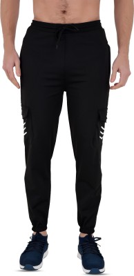 Blue Shark Solid Men Black Track Pants