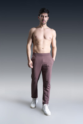 Maxzone Solid Men Brown Track Pants