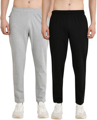 FLYZEN Solid Men Black, Grey Track Pants