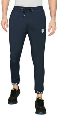 Raysx Solid, Washed, Self Design Men Blue Track Pants
