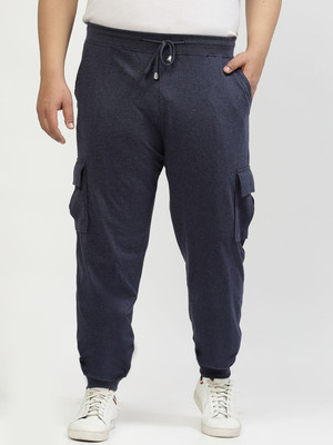 PLUSS Solid Men Blue Track Pants