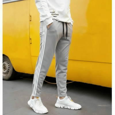 MASTERY Striped Men Grey Track Pants