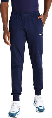 PUMA Graphic Sweatpants Closed Hem Self Design Men Blue Track Pants