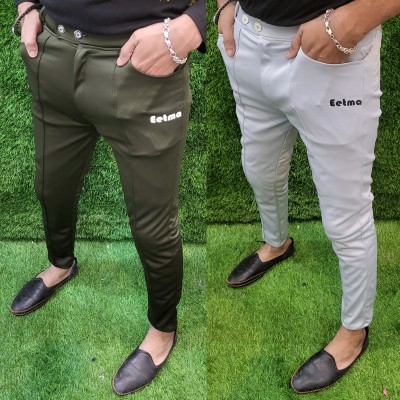 SHARMASONS Solid Men Grey, Dark Green Track Pants