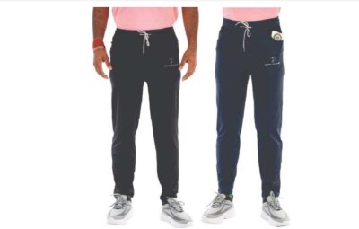 DREAMS AND DESIGN Solid Men Black, Blue Track Pants