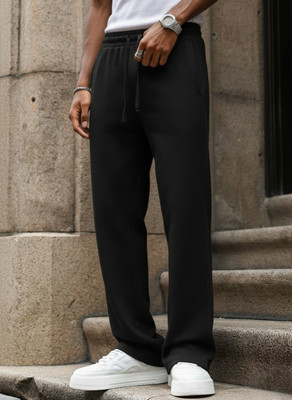 Dockstreet Solid Men Black Track Pants