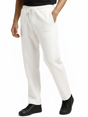 Glitchez Solid Men White Track Pants