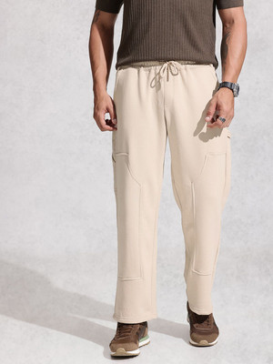 WROGN Solid Men Beige Track Pants