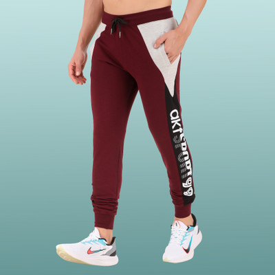 AKTIO Printed Men Maroon Track Pants
