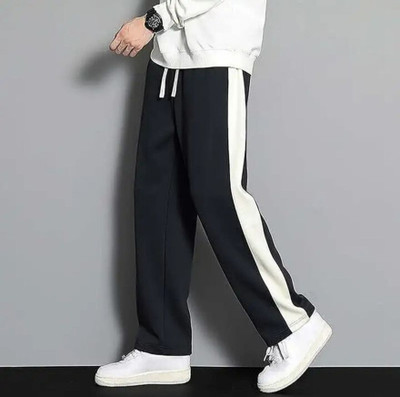 NFTRENDLYY Striped Men Black Track Pants