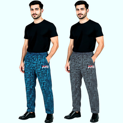 RK Costing Printed Men Grey, Blue Track Pants