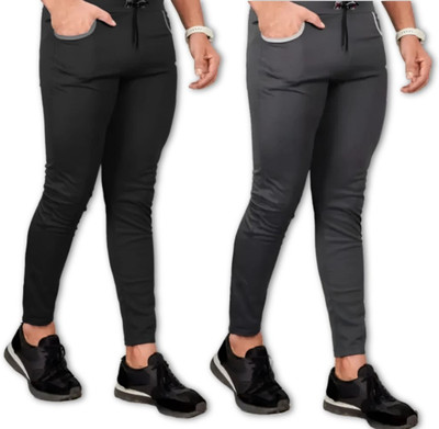 Venner Solid Men Black, Grey Track Pants