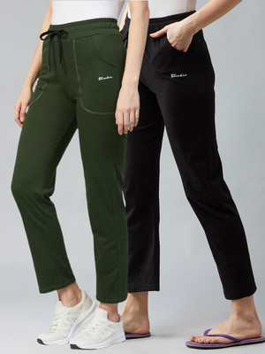 BLINKIN Solid Women Black, Dark Green Track Pants