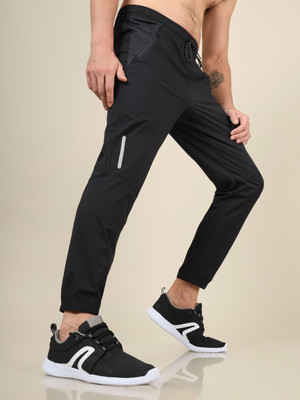 TECHNOSPORT Colorblock Men Black Track Pants