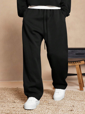 Dockstreet Solid Men Black Track Pants