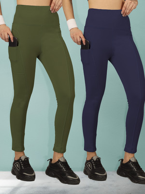 BEYOGINI Solid Women Green, Blue Tights