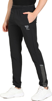 YUNEK Solid Men Black Track Pants