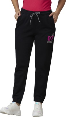 BEING HUMAN Solid Women Black Track Pants