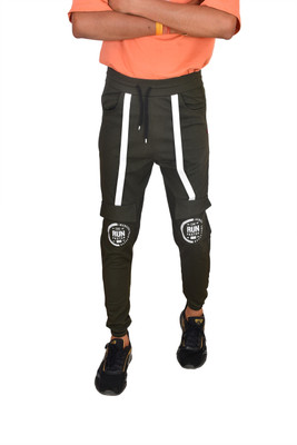 TEETREND Solid Men Dark Green Track Pants