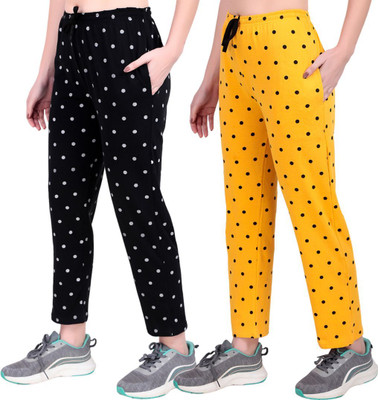 FASHIONHOUSETS Polka Print Women Black, Yellow Track Pants