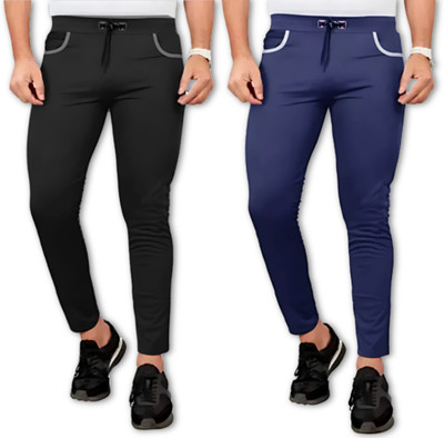 Venner Solid Men Blue, Black Track Pants