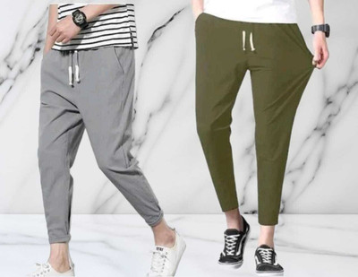DESIGN DEMO Solid Men Green, Grey Track Pants