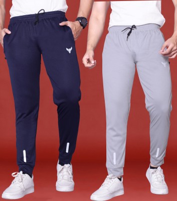 ZEEMBOOLI Solid Men Grey, Dark Blue Track Pants