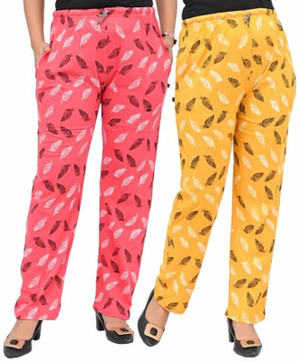 skwardrobe Printed Women Yellow, Pink Track Pants
